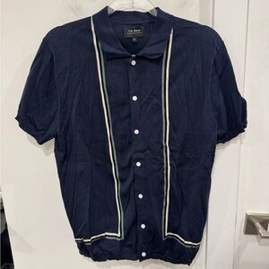 The Tie Bar Navy and Cream Casual Shirt